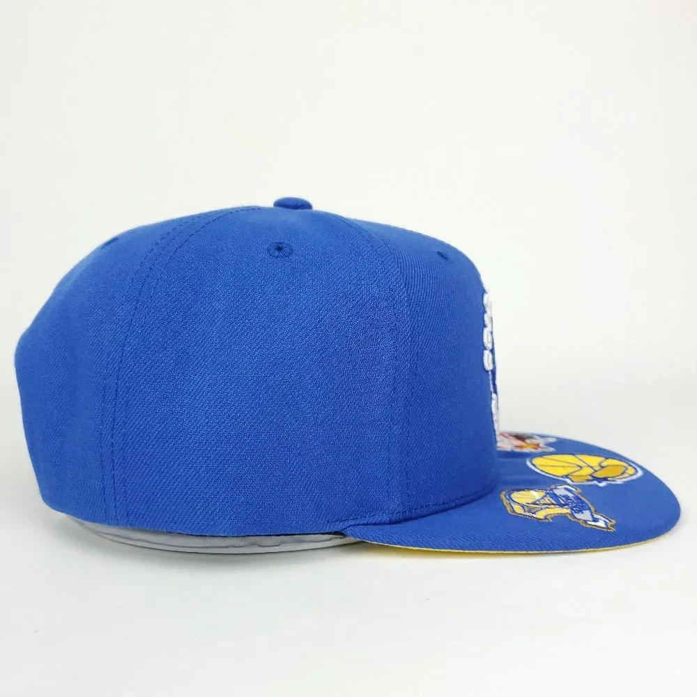 GS Warriors Mitchell & Ness NBA‎ Snapback Hat 3D Logo Bill Logos Blue Cap NWT